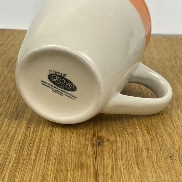 Citrus Grove Orange Brush Stroke Border Natural Coffee Mug Simple Modern Mug - Picture 5 of 8